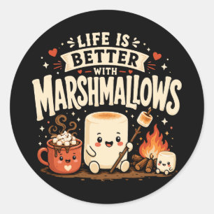 Het leven is beter met marshmallows ronde sticker