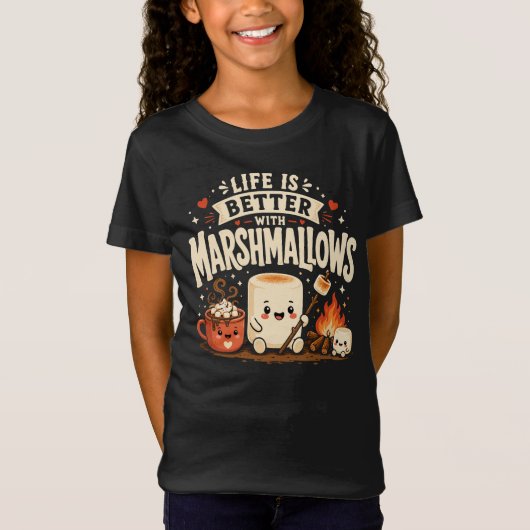 Het leven is beter met marshmallows t-shirt (Voorkant)