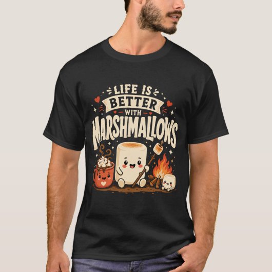 Het leven is beter met marshmallows t-shirt (Voorkant)