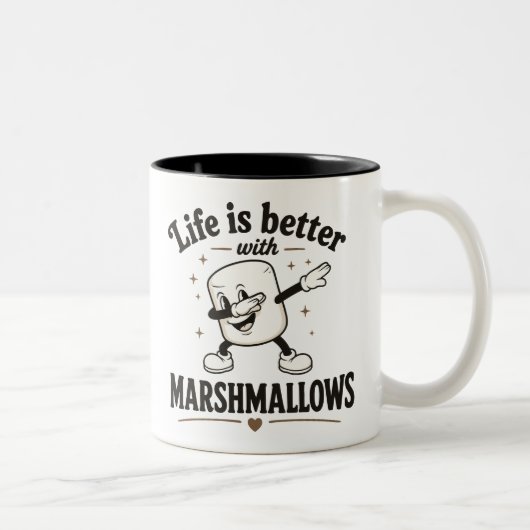 Het leven is beter met marshmallows tweekleurige koffiemok (Rechts)