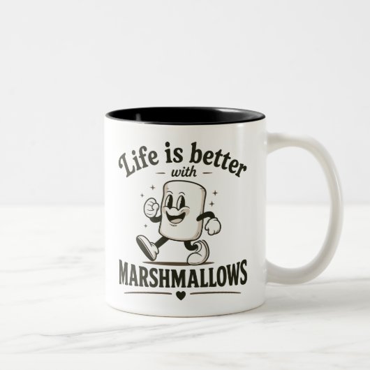 Het leven is beter met marshmallows tweekleurige koffiemok (Rechts)