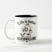 Het leven is beter met marshmallows tweekleurige koffiemok (Links)