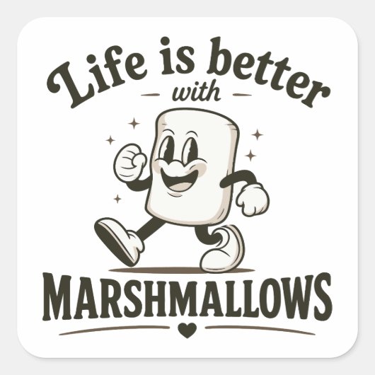 Het leven is beter met marshmallows vierkante sticker (Voorkant)