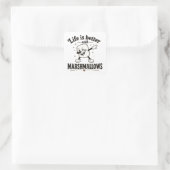 Het leven is beter met marshmallows vierkante sticker (Tas)