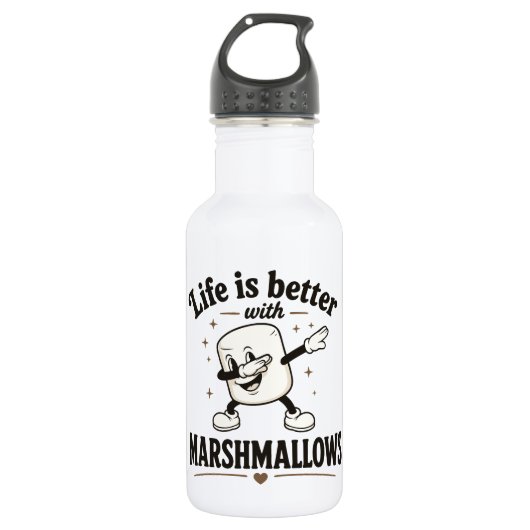 Het leven is beter met marshmallows waterfles  (Voorkant)