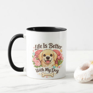 Het leven is beter met mijn hond Cute Golden Retri Mok