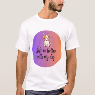 Het leven is beter met mijn hond - Paarse tot Oran T-shirt