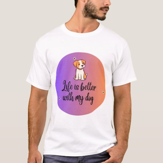 Het leven is beter met mijn hond - Paarse tot Oran T-shirt (Voorkant)