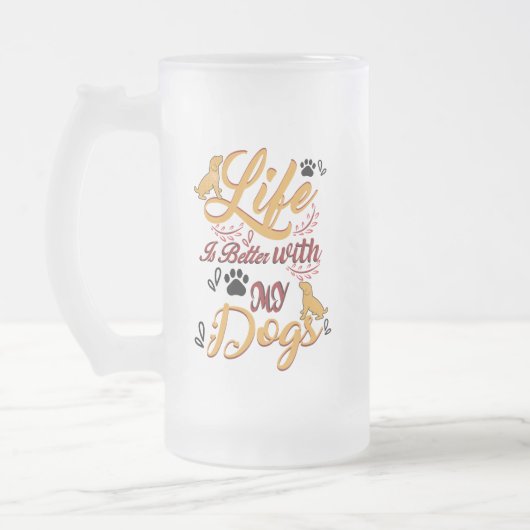 Het leven is beter met mijn honden matglas bierpul (Links)
