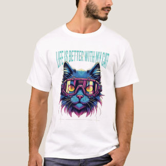 Het leven is beter met mijn kat - futuristische ka t-shirt
