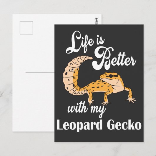 Het leven is beter met mijn Leopard Gecko Briefkaart (Voorkant / Achterkant)