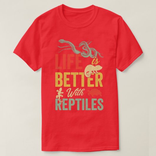 het leven is beter met mijn reptielen t-shirt (Design voorkant)