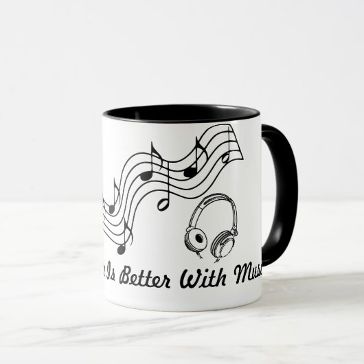 Het leven is beter met muziek mok (Voorkant rechts)