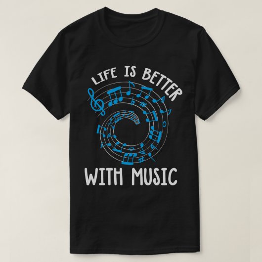 Het leven is beter met muziek t-shirt (Design voorkant)