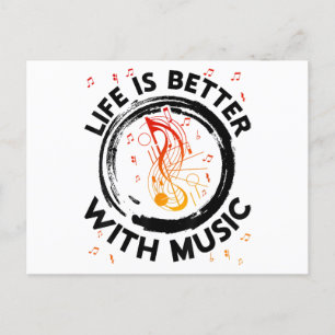 Het leven is beter met Muzieknoten Musician Music  Feestdagenkaart
