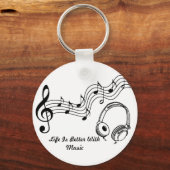 Het leven is beter met muzieksleutelhanger sleutelhanger (Voorkant)