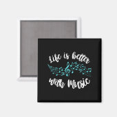 Het leven is beter met muzikant Quote Clef Note Magneet (Voorkant / Achterkant)