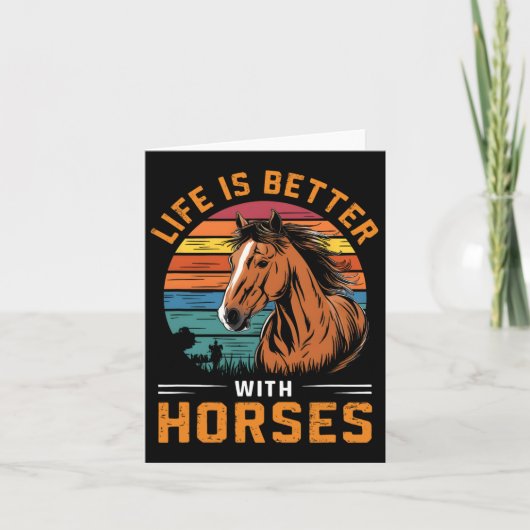 Het leven is beter met paarden Grappig Retro paard Kaart (Voorkant)