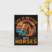 Het leven is beter met paarden Grappig Retro paard Kaart (Gele Bloem)