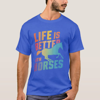 Het leven is beter met paarden meisjes paardrijden t-shirt