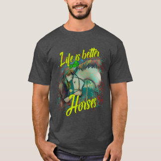 Het leven is beter met paarden Paard retro meisje T-shirt