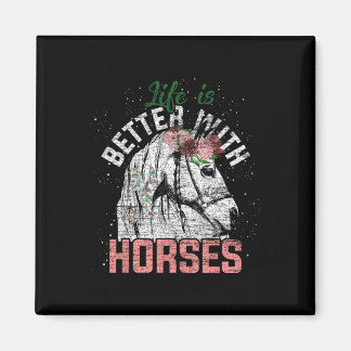 Het leven is beter met paarden paardrijden bloem magneet
