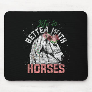 Het leven is beter met paarden paardrijden bloem muismat