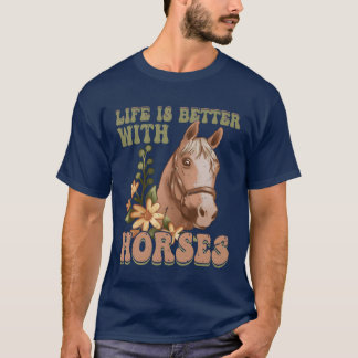 Het leven is beter met paarden rijden meisje paard t-shirt