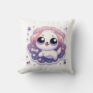 Het leven is beter met Paw - Kawaii Puppy Pet Love Kussen