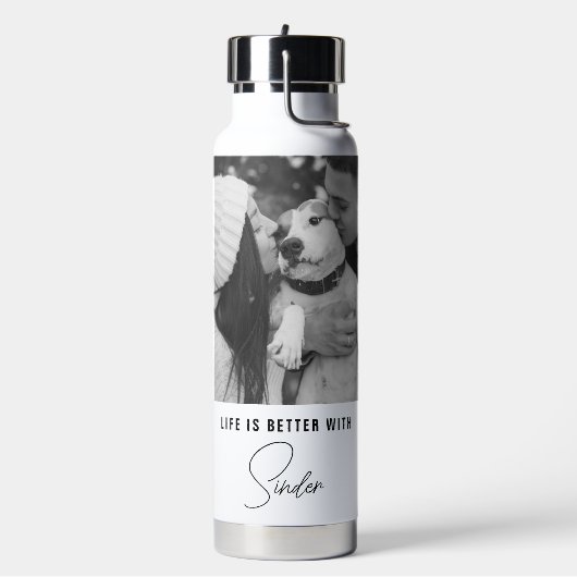 Het leven is beter met persoonlijke foto's waterfles (Links)