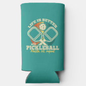 Het leven is beter met Pickleball Retro grafische  Seltzer Blikjeskoeler (Achterkant)