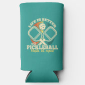 Het leven is beter met Pickleball Retro grafische  Seltzer Blikjeskoeler (Voorkant)