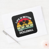 Het leven is beter met Pickleball Vierkante Sticker (Envelop)