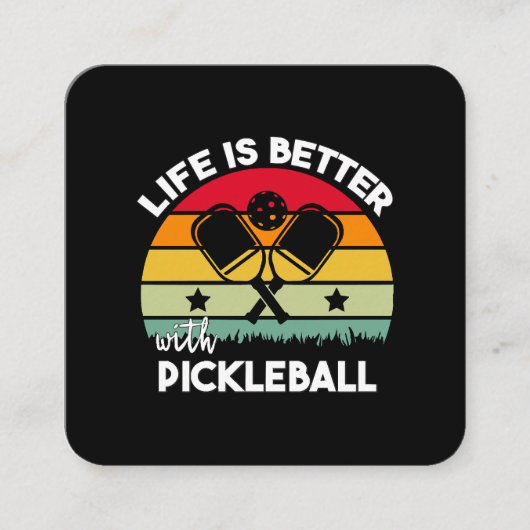 Het leven is beter met Pickleball Vierkante Visitekaartje (Voorkant)