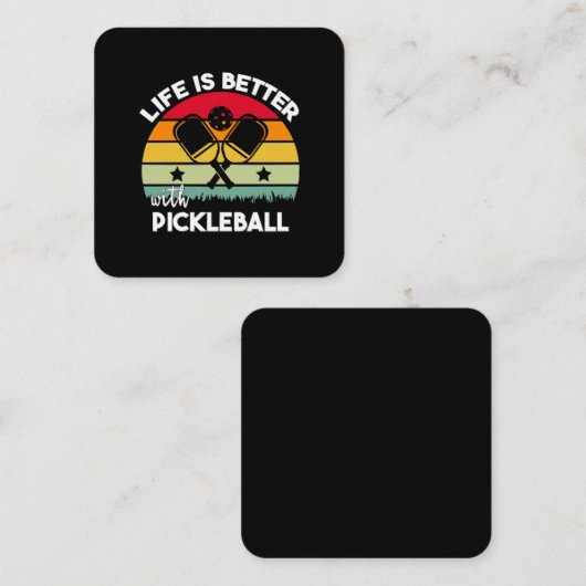 Het leven is beter met Pickleball Vierkante Visitekaartje (Voorkant / Achterkant)