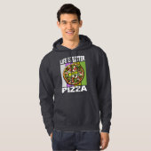 het leven is beter met pizza hoodie (Voorkant volledig)