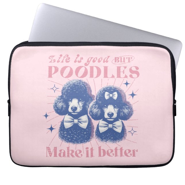 Het leven is beter met Poedels Retro Typografie Laptop Sleeve (Voorkant)