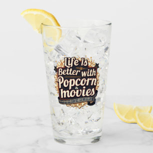 Het leven is beter met Popcorn & Movies Retro Desi Glas