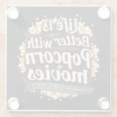 Het leven is beter met Popcorn & Movies Retro Desi Glazen Onderzetter (Achterkant)