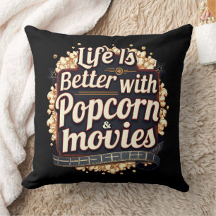 Het leven is beter met Popcorn & Movies Retro Desi Kussen