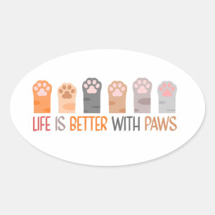Het leven is beter met poten ovale sticker