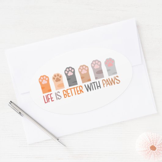 Het leven is beter met poten ovale sticker (Envelop)