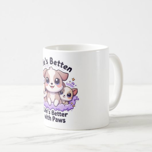 Het leven is beter met poten Schattigee puppy-Mok  Koffiemok (Voorkant rechts)