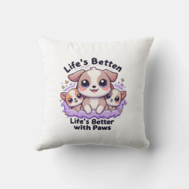 Het leven is beter met poten Schattigee puppy voor Kussen