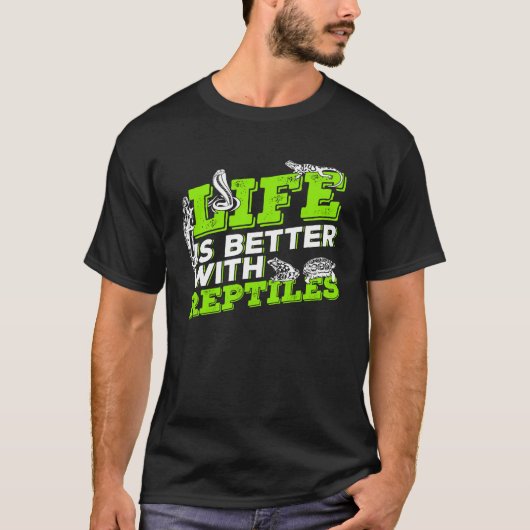 Het leven is beter met reptielen dierentuin t-shirt (Voorkant)