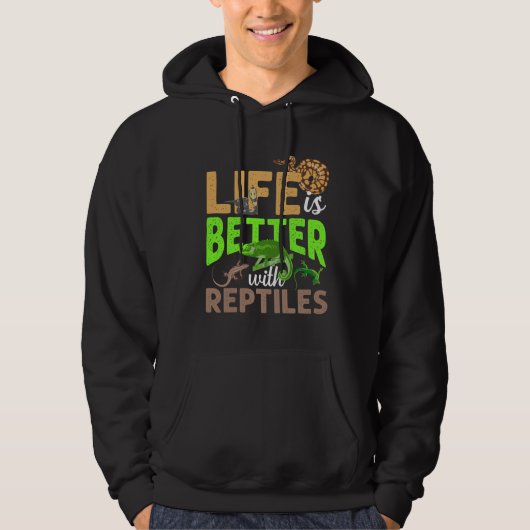 Het leven is beter met Reptiles Gecko Chameleon Sn Hoodie (Voorkant)