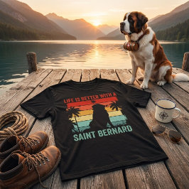 Het leven is beter met Saint Bernard Retro Sunset  T-shirt
