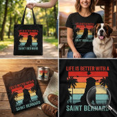 Het leven is beter met Saint Bernard Retro Sunset T-shirt