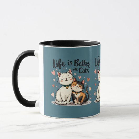 Het leven is beter met Schattigee Cat Aesthetic, B Mok (Links)