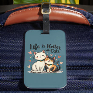 Het leven is beter met Schattigee Cat Aesthetic Bagagelabel